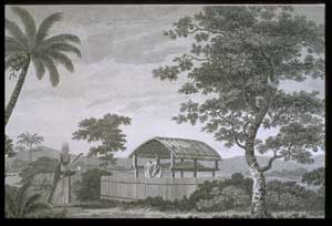 Full image of the Island House including the Chief Mourner